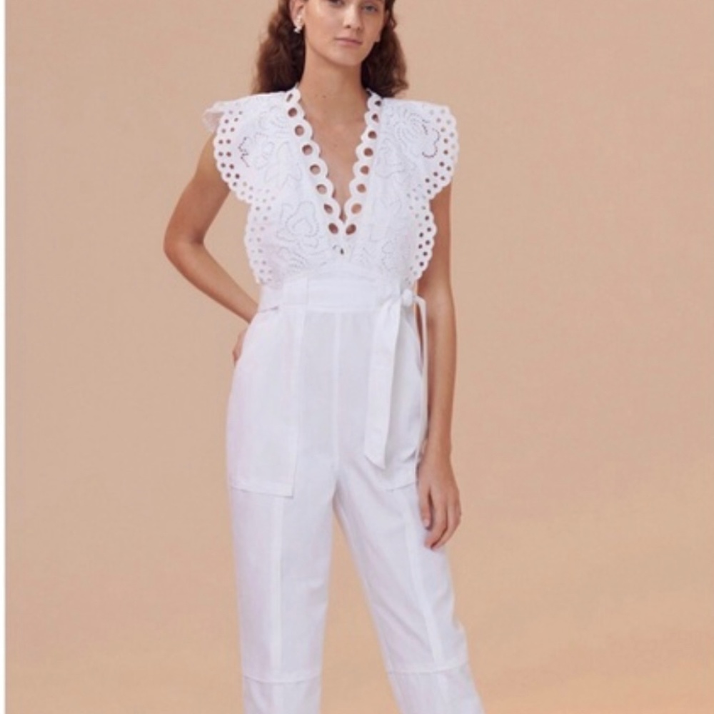 Rebecca Taylor Ariana White Eyelet Jumpsuit